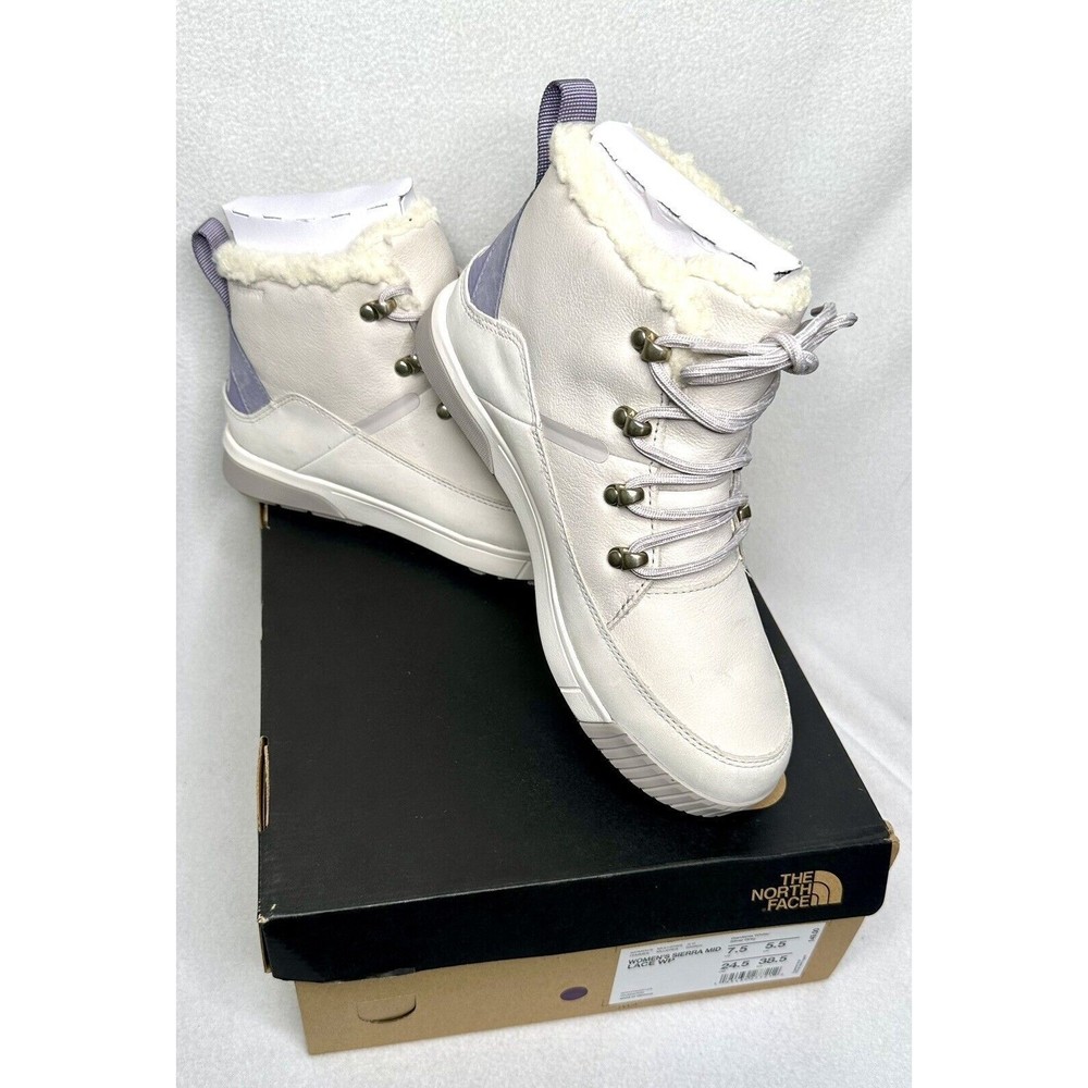 North Face Women's Sierra MID Lace Water Proof  White/silver Gray